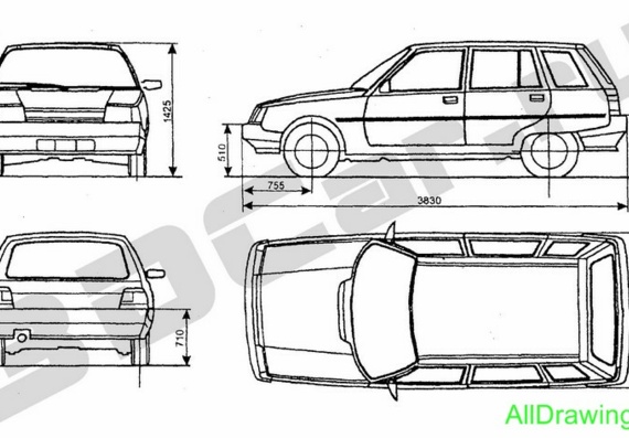 ЗАЗ 1105- чертежи (рисунки) автомобиля
